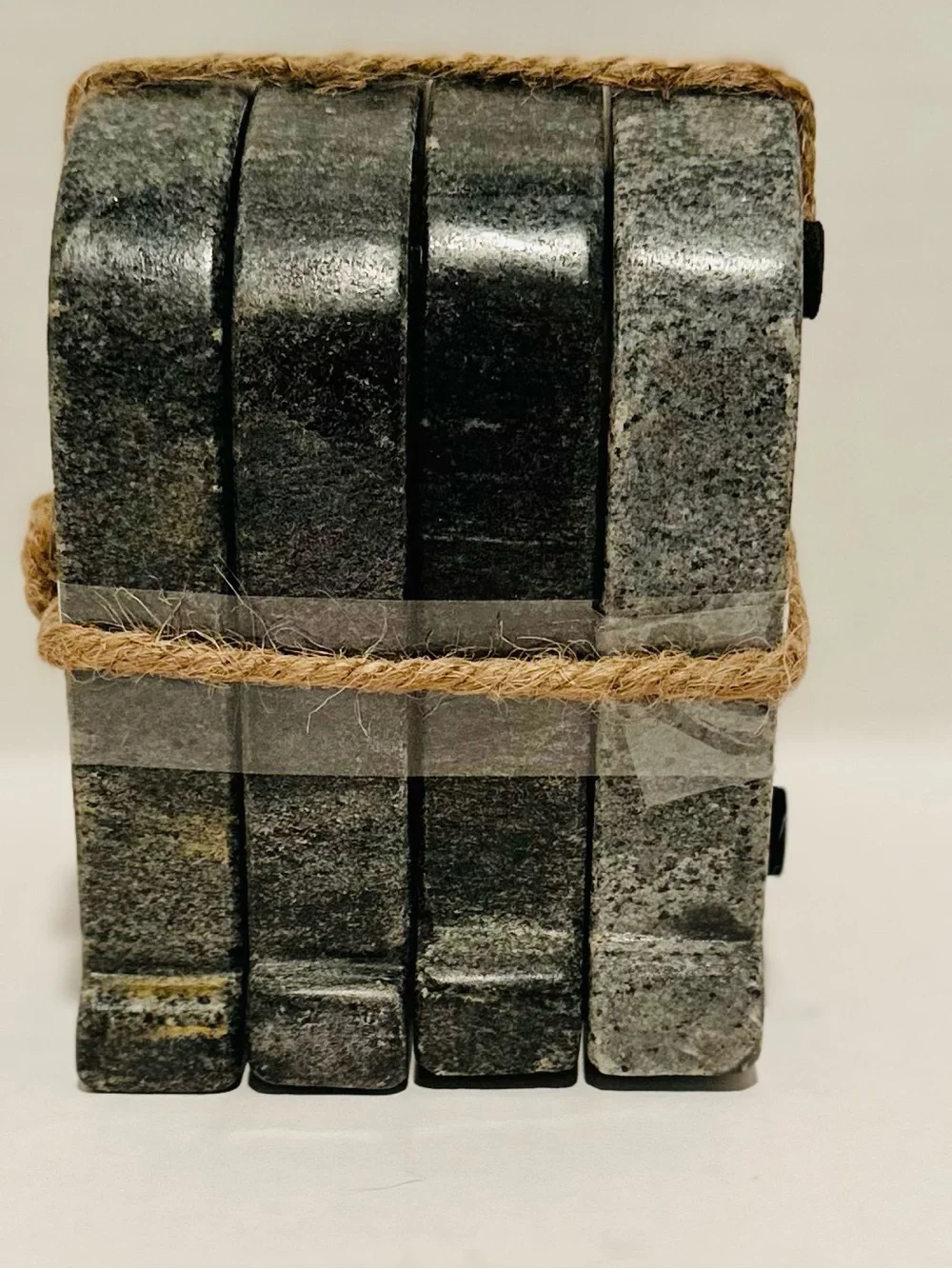 Godinger NWT Set of 4 RIP Tombstone Marble Coasters w/Brass Inlay